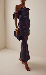 [Marina Moscone] Polka Dot Twill Tabard Tie Dress