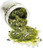 yuksok Fake Grass Miniatures Grass Fairy Garden Scenery DIY Sand Table Terrain Powder Flock Scenery Materials for DIY Projects Building Model Train, Green