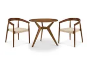Tribeca Round Dining Table with 2 Austen Dining Arm Chairs, Walnut Stain