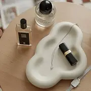 WENSHUO Cloud Shape Jewelry Tray,Cute Ceramic Trinket Dish,Ring Holder,Cream