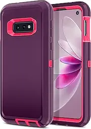 Hucasok for Samsung Galaxy S10E Case Shockproof Rugged Full Body Protection Heavy Duty Dust/Drop Proof 3-Layer Durable Cover Case for Samsung Galaxy S10E 5.8 inch 2019,Purple/Pink