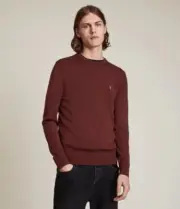 AllSaints Nomo Crew in Damson Burgundy