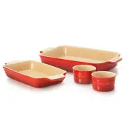 Chasseur La Cuisson 4pcs Set Baking Tray Rectangular Oven Bakeware Ramekin Red