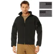 Rothco Stealth Ops Soft Shell Black Tactical Jacket - Includes 2 Flag Patches