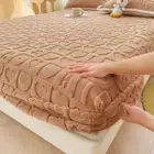 Thickened Plush Mattress Cover Milk Velvet Bed Fitted Sheet Double King Queen