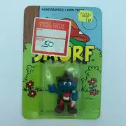 Smurfs 20122 Vintage Cowboy Smurf Sealed On Card Hat Boots Figure Peyo Figurine