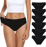 [TDONE] Cotton Underwear For Women,Breathable Stretch Panties Ladies Mid Low Rise Bikini Hipster Briefs Cheeky Underpants 6pack