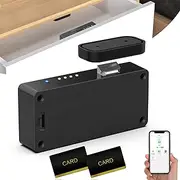 eLinkSmart Smart Cabinet Lock, Hidden No Drill Adhesive Magnetic Baby Proofing Child Proof Drawer Locks, Keyless RFID Bluetooth Cabinet Locks for Adults File Kitchen Cupboard Closet Liquor - Black