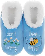 [Snoozies] Pairables Super Soft Sherpa Womens House Slippers - Don't Worry Bee Happy