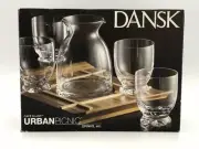 DANSK Cafe Blanc Urban Picnic Drinks Etc 4 Wine Glasses Carafe Tray 800494 NEW