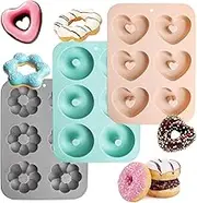 Byffoer Pack of 3 Donuts Baking Moulds, Cake Moulds, Silicone Non-Stick Donut Moulds for Cakes, Bagels, Muffins, Donut Maker, Baking Mat for Use with Chocolate, Confectionery, Ice Cream, Cakes