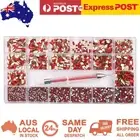 Rhinestones Diamond Glass Red Siam AB Nail Art FlatBack Mix Multi Shape Kit Box