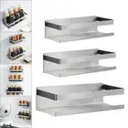Stainless Steel Spice Rack Jar Shelf Wall Mounted Kitchen Bathroom No Punch