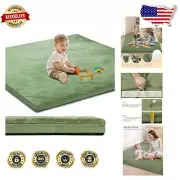 Sage Green Baby Play Mat - 50x50 Soft Foam Crawling Mat with Washable Cover