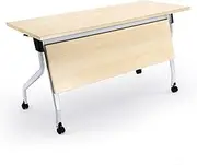 YVYKFZD Folding Conference Table, Rectangular Meeting Table, Rolling Training Table with Wheels, Mobile Seminar Conference Room Tables, for Office, Classroom(Wood 4PCS,47.2"x15.7"x29.5")