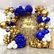 186Pcs Royal Blue Gold Balloon Arch Wreath Set Outdoor Proposal Bachelorette Party Birthday Wedding Valentine'S Day Decoration