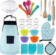 26PCS Child Cosplay Baking Cooking Home Kitchen Apron Cake Accessories Tools Suit