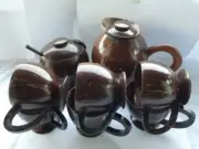 Coconut Shell Jug With 6Cups And Sugar Bowl Tea Coffee 100% Natural Eco-Friendly
