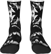[EdWal] Soft black and white sunflowers print Moisture Wicking Socks Sports Socks for Men and Women Warm thermal Boot Hiking Socks