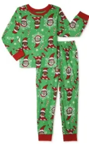 Elf On The Shelf Size 4/5 Christmas Pajamas NWT Green Waffle Knit