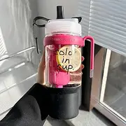 Leakproof Tumbler Cup, Cute Water Bottle Large Capacity Drinkware, Portable Beverage Container, Iced Coffee Travel Cup, Reusable Straw Cup, Versatile Drink Tumbler for Outdoor Travel (Black)/1211