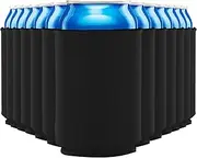 50 Pieces Pure Black Stubby Beer Can Coolers Sleeves Drink Caddies for Home Wedding Party Camping Travel