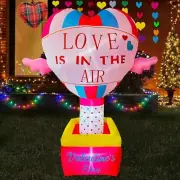 Valentines Day Love Heart Hot Air Balloon Airblown Inflatable Decor LED Blow Up