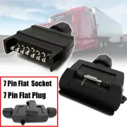 Pair 7 Pin Flat Trailer Plug Socket Male Female Caravan Camper Connector Adaptor
