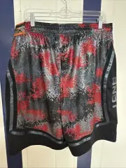 And1 Mens Basketball Gym Workout Shorts Red Black Grey Pattern Size Large