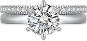 [MABELLA] 925 Sterling Silver Round Cut Solitaire CZ Wedding Engagement Ring Set for Women
