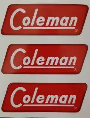 THREE (3) NEW COLEMAN REPLACEMENT STICKER DECAL LANTERN STOVE 1951-58 RED BAND