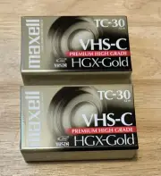 Maxell HGX-Gold TC-30 Blank VHS-C Camcorder Cassette Tape Lot Of 2