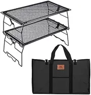 CAMPINGMOON 2pcs Campfire Grill Storage Rack Camping Grill Steel Foldable Stackable T-238