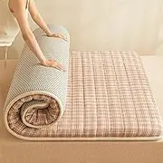 Mattresses Thicken Futon Floor Mattress Soft Folding Portable Mattress Double Single Japanese Futons, Japanese Tatami Roll Mat Foldable Queen Mattress(Khaki,Single(90x200cm))