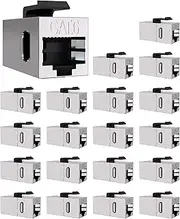 VANDESAIL 20 Pack Cat 6 Shielded Keystone Coupler, Cat6 Keystone Jacks Female to Female RJ45 Coupler, Ethernet Wall Plate Inline Keystone Coupler for Cat6, Cat5e, Cat5 Cabling Silver