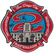San Diego Station 2 Batt. 1 NEW Fire Patch Hook & Loop Backing NEW
