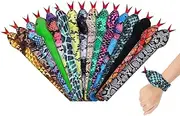 Poemtian 16PCS Snake Slap Bracelets Cool Halloween Snap Bracelets for Easter Halloween Party Favors Reptile Stuffed Snap Bands