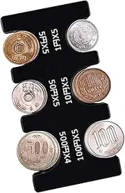 Japanese Yen Coin Holder Hard Case Organizer and Storage for Coins Rectangle JPY Coin Organiser and Dispenser, Plastic Coin Sorter Wallet, black, Storage