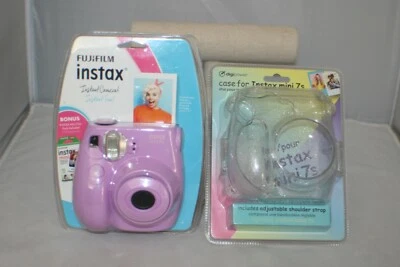 Fujifilm Instax Mini 7S Lavender Camera with Clear Case Film Bundle Set NIP New
