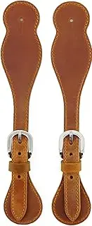 Jeereal Leather Western Spur Straps for Cowboy, Double Ply Reinforced Stitching Spur Straps