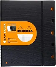 RHODIA 132151C - Exabook Black A4+ Refillable Organizer Notebook | Large Seyès Tiles | 160 Detachable Perf. 4 Holes Clairefontaine Paper 90g - Polypro Cover (Plastic) - Rhodiactive
