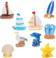 Yardwe Mediterranean Decor Set 9 Pieces Resin Landscape Ornaments for Garden Bookshelf and Office