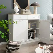 CostwayKitchen Trash Can with Adjustable Shelf for Kitchen-White