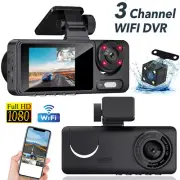 1080P 3 Channel WiFi Car Dash Camera Front and Rear Inside Dashcam DVR Recorder
