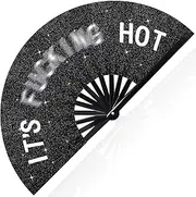 Vercraft Large Folding Hand Rave Fan for Men Women Bamboo Folding Clack Hand Fan for EDM Music Disco Rave Festival Party Supplies(Cool)