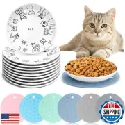 6 Pcs Whisker Fatigue Cat Bowl with 6 Pcs Silicone Anti Slip Mat, Ceramic Cat