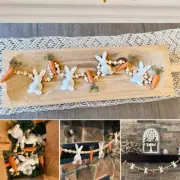 Easter Bunny Carrot Garland Easter Banner Decorations For Home Stuffed Rabbit