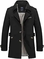 [TangDao] Men’s Trench Coat Casual Lapel Mid-Long Windbreaker Jacket Spring Fall Business Coat