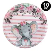 Cute Pink Elephant Theme 9 inch 23cm Plates 10PK - Kids Birthday Party Tableware