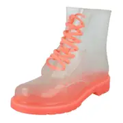 Ladies Spot On Transparent Jelly Boots F50087 Pink UK 3